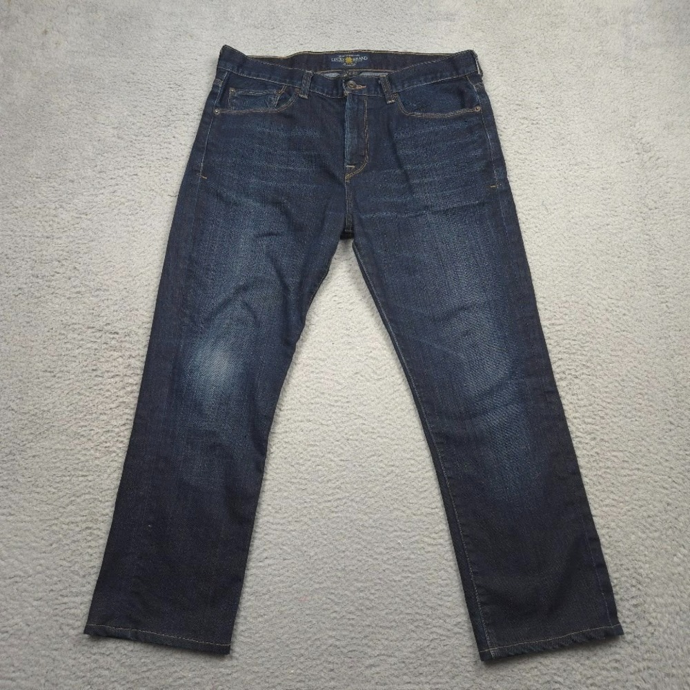 Lucky Brand Dean Jeans Mens 36x27 Dark Wash Straight Stretch Denim 34x32 - Picture 1 of 15